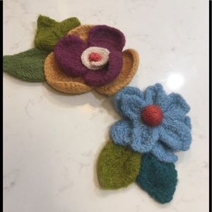 Felted wool flower pins